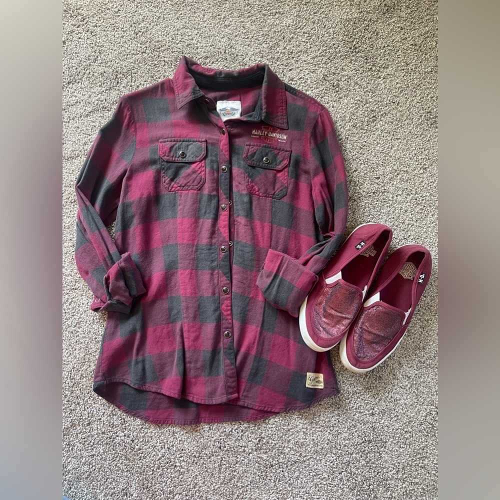 Harley Davidson Flannel LIKE NEW! 🏍️🔥❤️